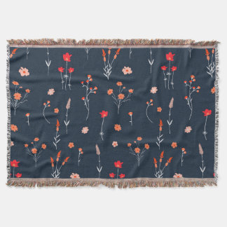 Manta Elegant Navy Floral Throw Blanket