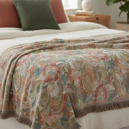 Manta Elegant Paisley Floral Pattern Throw Blanket