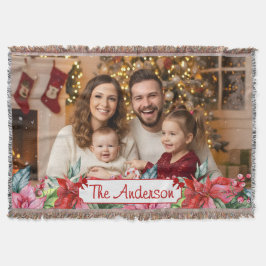 Manta Elegant Poinsettia Floral Border Custom Photos