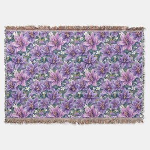 Manta Elegant Purple Lily Floral Oil Painting