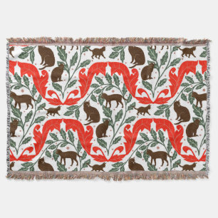 Manta Elegante Art Nouveau Azul Negro Cat-Whimsical