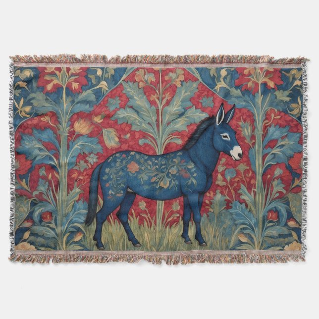 Manta Elegante burro William Morris inspirado en patrone (Anverso)