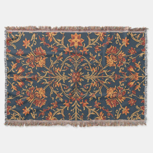 Manta Elegante Damasco barroco vintage floral cálido