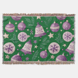 Manta elegante de campanas de Navidad moradas