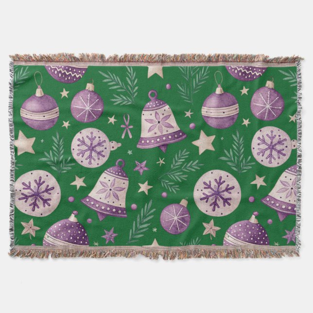Manta elegante de campanas de Navidad moradas (Anverso)