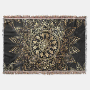 Manta Elegante dorado Mandala diseño negro