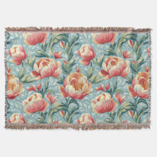 Manta Elegante estilo victoriano Floral Peonies Tulips