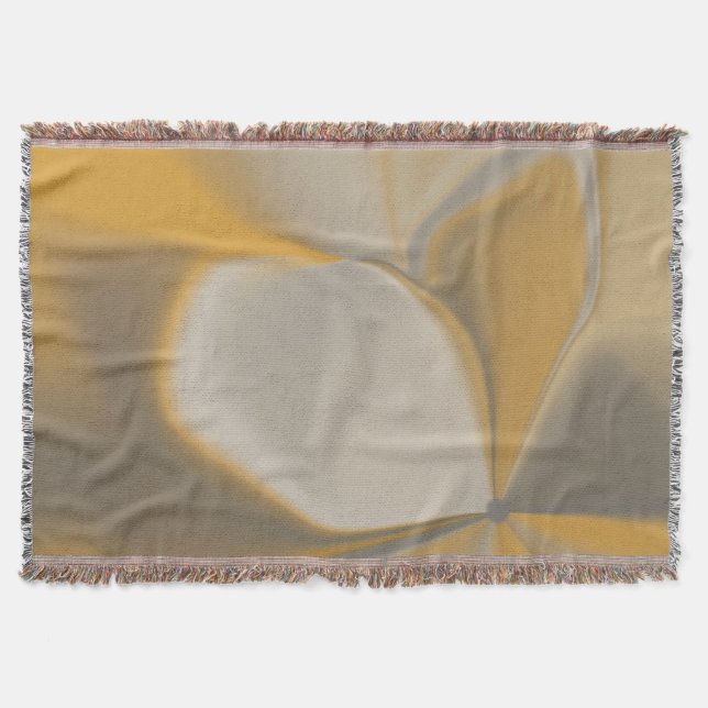 Manta Elegante Floral Abstracta Amarillo Blanco Pétalo E (Anverso)