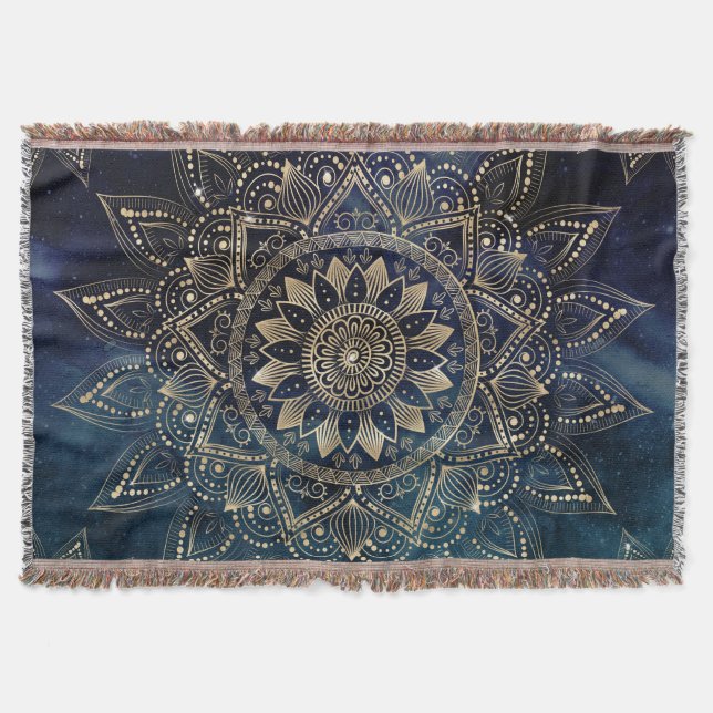 Manta Elegante galaxia azul Mandala dorada (Anverso)