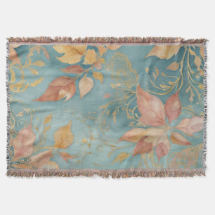 Manta Elegante Hoja de Peach Cosy Cyan Rubor Floral