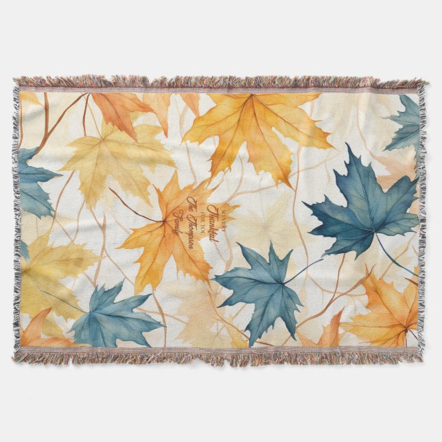 Manta Elegante maple personalizado deja acción de gracia (Anverso)