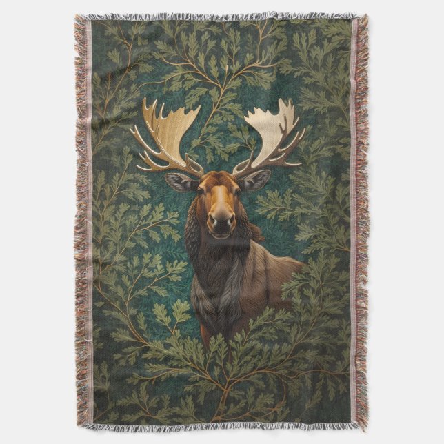 Manta Elegante Moose William Morris inspirado (Frente vertical)