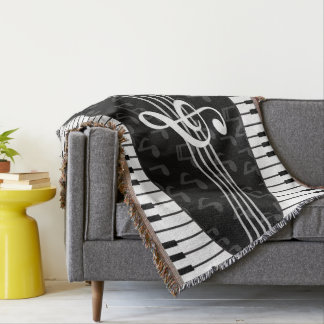 Manta Elegante Music Notes Treble Clef y Piano Keys