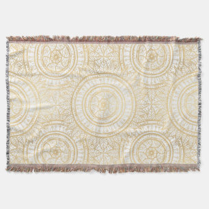 Manta Elegante patrón blanco de girasol dorado Mandala