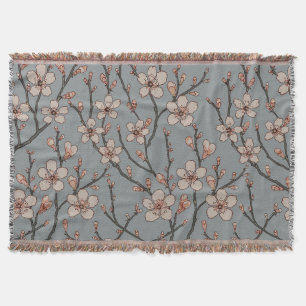 Manta Elegante patrón de cereza de flor rosa dulce