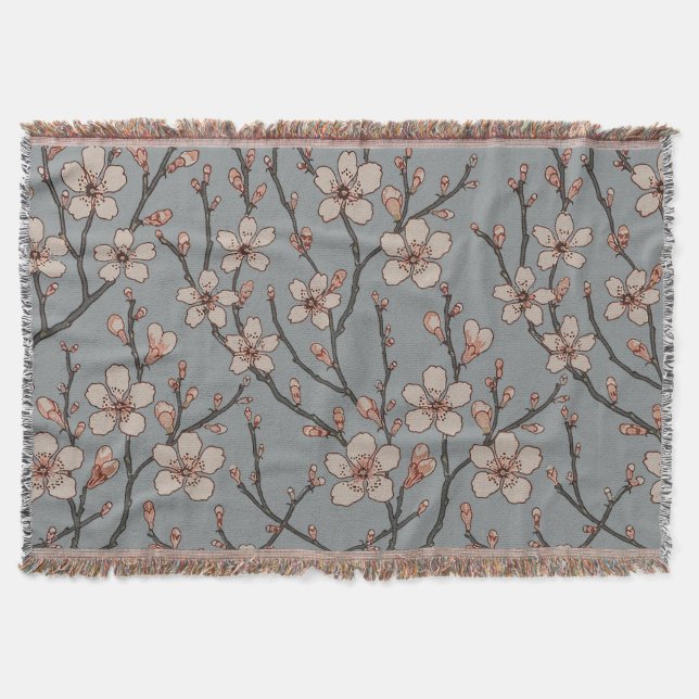 Manta Elegante patrón de cereza de flor rosa dulce (Anverso)
