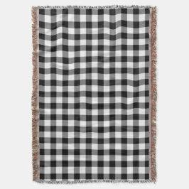 Manta Elegante Patrón De Cheques De Gingham En Blanco Y