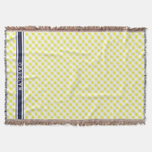 Manta elegante patrón de cuadros amarillo y azul marino