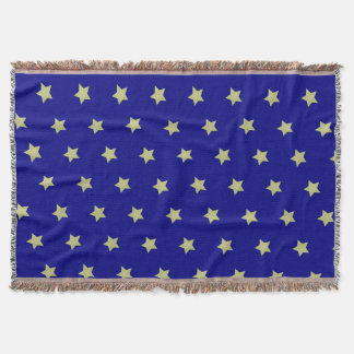 Manta Elegante patrón de estrella dorada y azul 