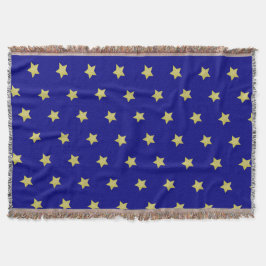 Manta Elegante patrón de estrellas doradas y azules
