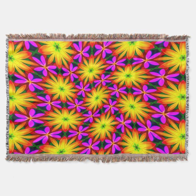 Manta Elegante patrón de flor Naranja (Anverso)