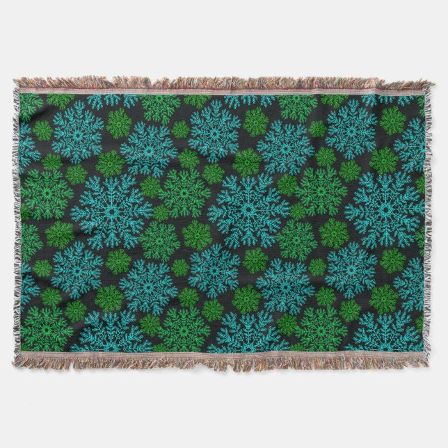 Manta Elegante patrón de invierno de copos de nieve (Anverso)