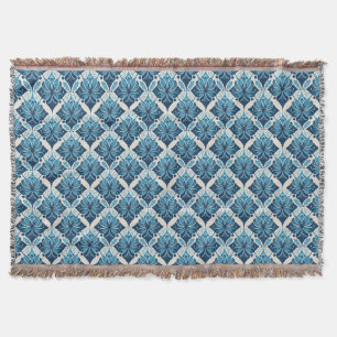 Manta Elegante patrón floral boho en azul