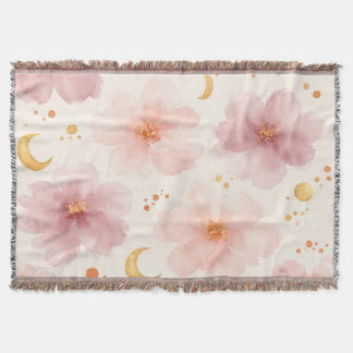 Manta Elegante patrón floral de acuarela rosa