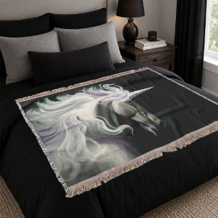 Manta Elegante Unicornio Blanco Melena Fluyente Fantasía