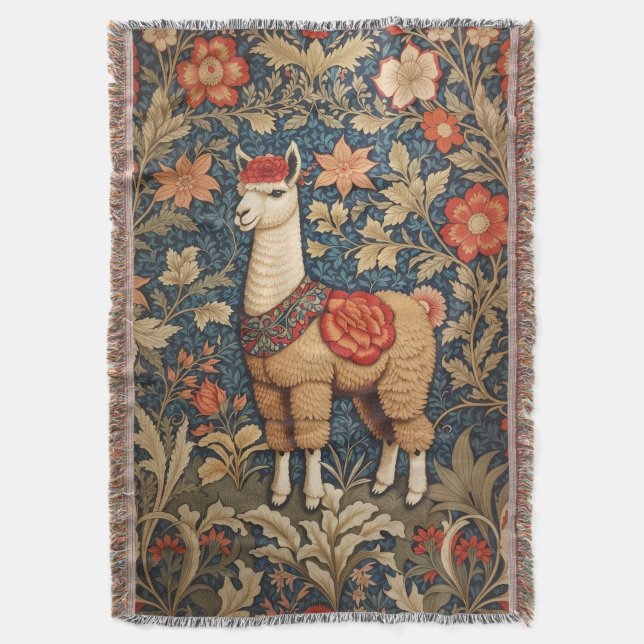 Manta Elegante Vintage Alpaca William Morris Inspirado (Frente vertical)