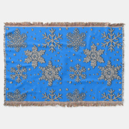 Manta Elegantes copos de nieve de plata azul