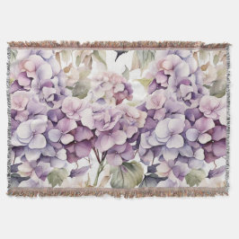 Manta Elegantes hortensias acuarela rosa púrpura