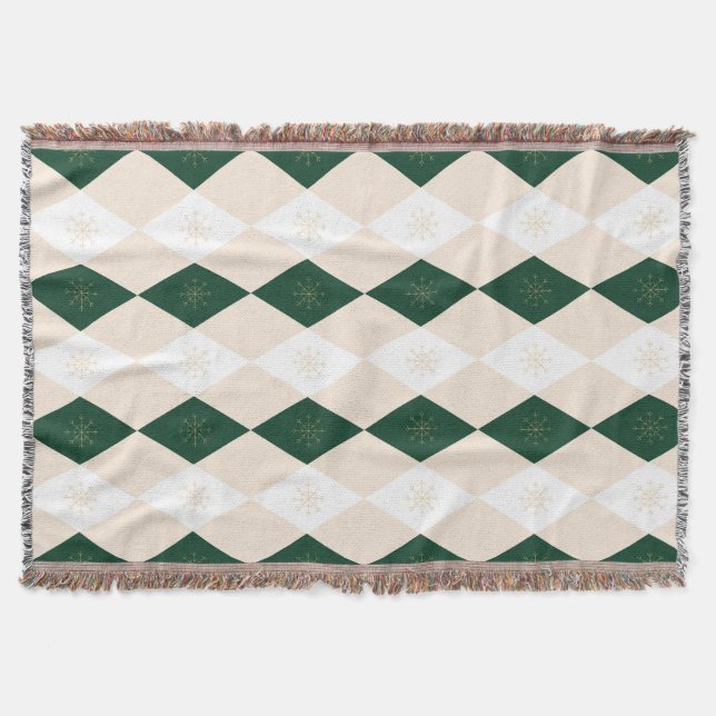 Manta Elegantes Navidades Harlequin Pattern con copo de  (Anverso)