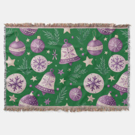 Manta Elegantes Navidades púrpuras campanas lanzan una m