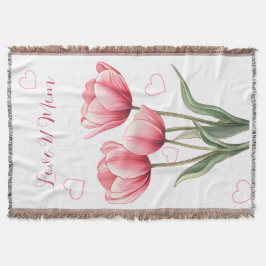 Manta Elegantes Tulipanes Rosados Florales Día de la Mad