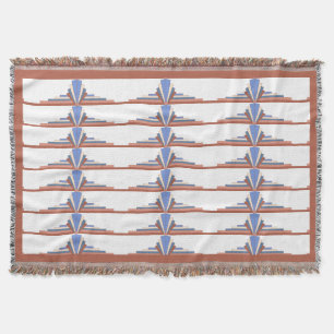 Manta Elementos Art Decó en oro y azul rosa