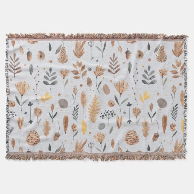 Manta Elementos botánicos inspirados en la fantasía (Anverso)