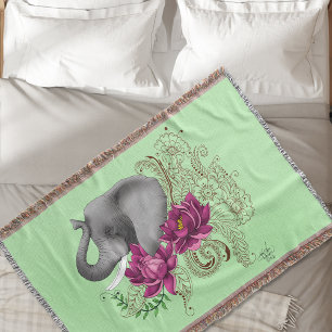Manta Elephant Henna Lotus Flowers