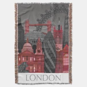 Manta Elevaciones de Londres por la noche - rojo