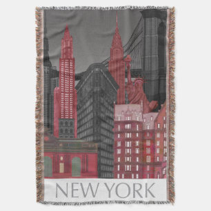 Manta Elevaciones de Nueva York por la noche - rojo