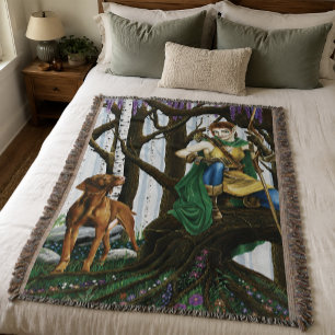 Manta Elfo Fantasía Arquero Perro Vizsla Bosque Encantad