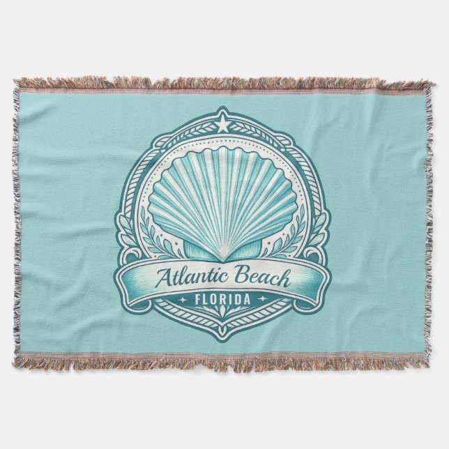Manta Emblema Costero de Concha de Atlantic Beach FL (Anverso)