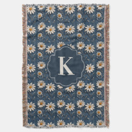 Manta Embroidered Daisy Denim Blanket | Monogram