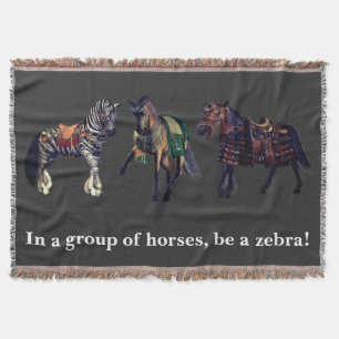 Manta En un grupo de caballos, ¡sé una cebra!