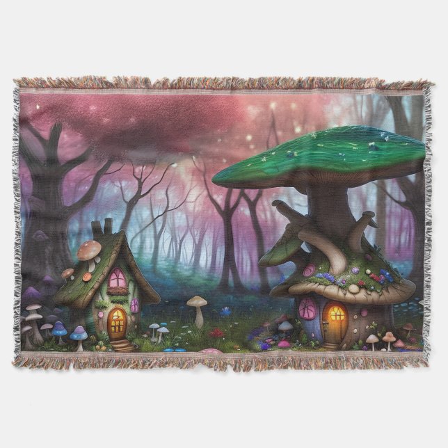 Manta Encantado Bosque Dreamscape Mushroom Fantasy Fairy (Anverso)