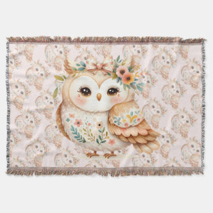 Manta Encanto de Boho Cottagecore Owl Floral Farmcore