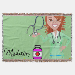 Manta Enfermera de enfermería de girasol Throw Blanket