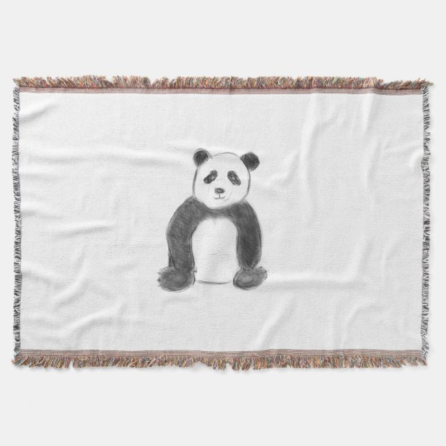 Manta Esbozo de panda blanco y negro (Anverso)