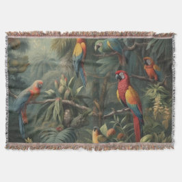 Manta Escena botánica de loros y piñas