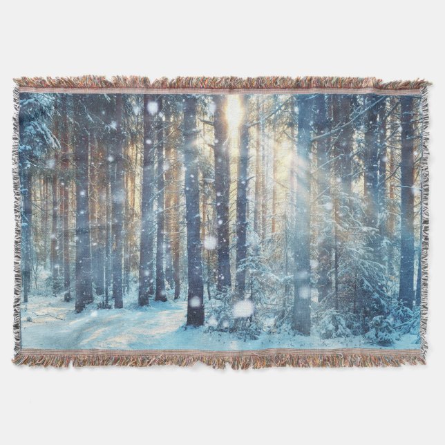 Manta Escena De Invierno De Snowy Forest Frosty (Anverso)